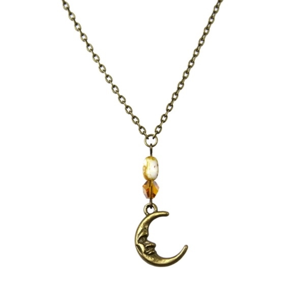 Jewelry - NECKLACE - Moon Pendant Antique Bronze